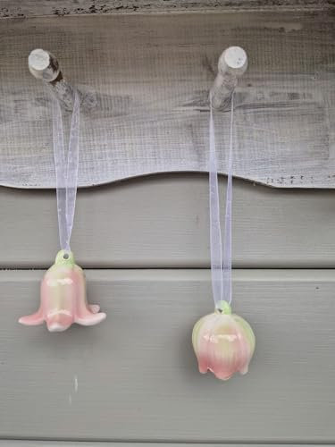 Dekohänger Blüten Rosa Porzellan 2 er Set D4xH4,5cm / D5,5xH5cm + 8cm