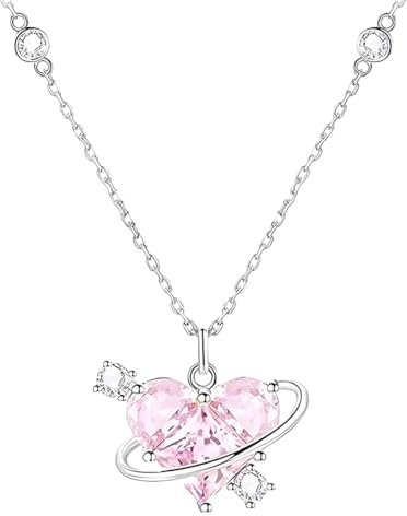 LuLiyLdJ Kette Damen, Herz Kette, Liebe-Planeten-Halskette, Geburtstags und Weihnachten Geschenk Für Frauen Mädchen Mama Freundin, 1 Stück