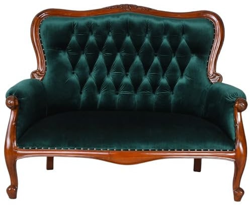 Antik Sofa Samtsofa Smaragd Couch Mahagoni Polstersofa Vintage 136 cm mar270 Palazzo Exklusiv
