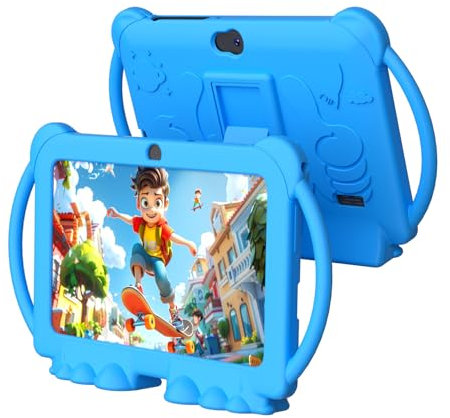 ATOZEE - tablet for kids, 7 inch tablet for kids, 4GB and 32GB, Android pre-installed, kids parental control, child education, dual camera tablets, Bluetooth, WIFI6, case a