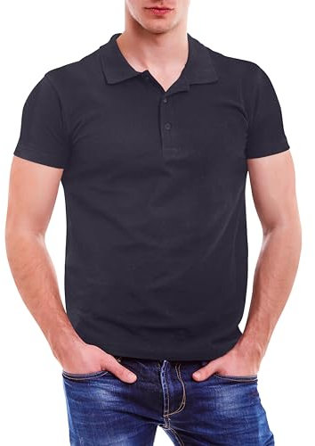 Love My Fashions Mens Polo Shirts Short Sleeves & Knitted Collar, Regular Fit, Casual Plain Cotton T-Shirt for Men Charcoal