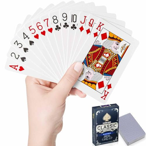 WUGAUWOR Carte da Gioco in Plastica, Carte da Poker Impermeabilii, Giochi di Carte per Campeggio, Carte Poker Professionali da Bridge Blackjack, Plastic Playing Cards, 1 Mazzo, Blu