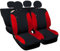 Auto Accessori Lupex Autositzbezüge kompatibel mit Cinquecento 500, hergestellt in Italien, Polyester-Baumwollgewebe, Set vorne und hinten (Schwarz – Rot mit Rücklehne 50e50)