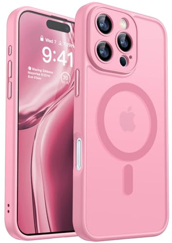 CANSHN Magnetic for iPhone 16 Pro Max Case, Upgraded [Full Camera Protection] [Compatible with Magsafe] [Translucent Matte] Shockproof Protective Phone Case for iPhone 16 Pro Max 6.9 - Pink