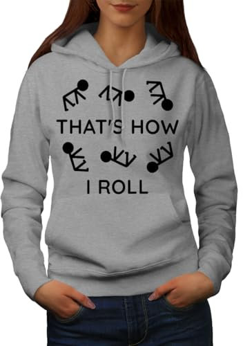 Wellcoda Das ist Wie ICH Rollen Stock Figur Humor Kapuzenpullover für Damen Grau S