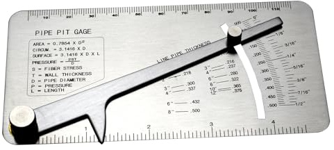 RIVERWELD Pipe Pit Gauge Welding Gage Test Ulnar Welder Inspection Range is 0 to 1/2” in 1/64” & .010 Increments Inch or Metric