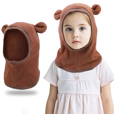 QKURT 1 Kleinkind Kinder Winter Warme Sturmhaube Winddichte Thermomütze Halswärmer Warm Gestrickte Sturmhaube Schal Winter Strickmütze Mütze für Kinder