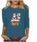 Keepink Weihnachtspullover für Damen, 3/4-Ärmel, niedlicher Tierdruck, Rundhalsausschnitt, lockere Bluse, Tops, athletische T-Shirts, trendig, lustig, Urlaubsparty-Outfits, 7 marineblau, 8