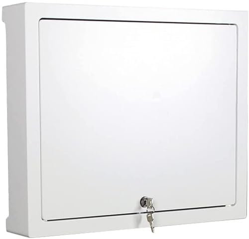 forestalk Wifi Router Storage Rack White Router Storage Box With Lock Collection Line Information Box Weak Current Box Shelter Box Bracket Floating Wall Mounted Shelf(Size:48cm)