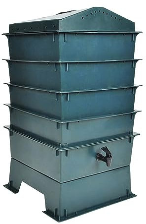 qohoio Lombricomposteur 4 Plateaux 42 x 42 x 60 cm Bac Composteur Jardin,Cuisine Exterieure