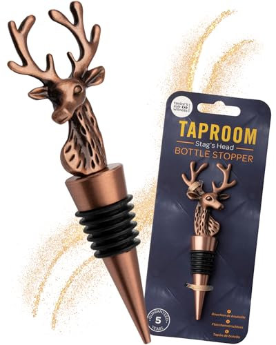 Matt Copper Stag's Head Wine Bottle Stopper - Silicone Layered Seal. Classy Modern Design, Silver In Colour, Great For Beginners & Professionals, 12cm x 4.1cm x 2.1cm