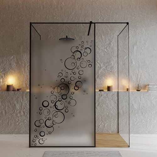 Wandtattoo Loft Pellicola protettiva per box doccia con motivo a bolle d'aria, dimensioni desiderate, colore nero o bianco, pellicola adesiva per porte in vetro doccia, impermeabile, pellicola adesiva
