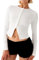 CocMouse Women's Slim Fitted Cardigan Ribbed Knit Button Down Shirt Long Sleeve Y2K Crew Neck Going Out Tops Streetwear (White, S)