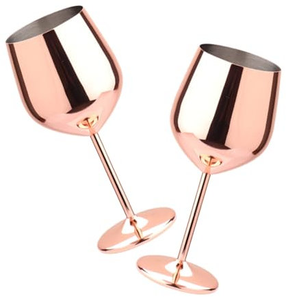 HOLIDYOYO 2pezzi Da Vino Acciaio Inossidabile Cocktail Infrangibili Eleganti Goblet Per Feste e Bar