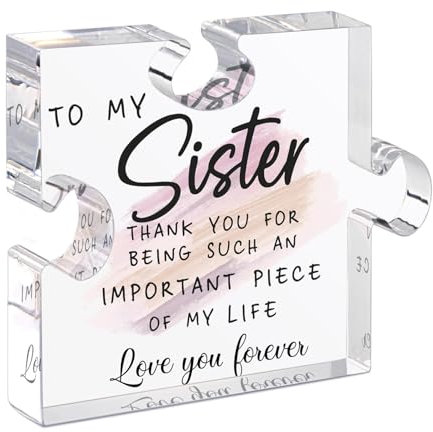 Schwester Geschenk aus Acryl - Personalisiertes Puzzle mit Gravur | Geburtstagsgeschenk für große/kleine Schwester | Deko für Zimmer & Büro (10x8,1cm)(A-Schwester)