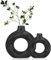 Charmofun Vase Schwarz, 2 Stück Keramik Blumenvase, Matte Runde Vase für Trockenblumen und Pampasgras, Modern Vasen Deko mit Boho Style für Tischdecko und Schlafzimmerdeko (Schwarz (Groß + Klein))