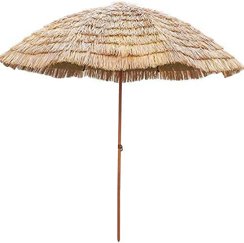 ZJFHEYUO Sonnenschirm Gartenterrassenschirm Terrassenüberdachung Sonnenschirm Runder Garten, Natürliche Farbe Faltbar, 240Cm/7.8Ft
