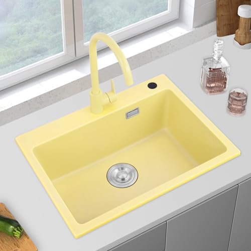 MZQMK Waschbecken Spülbecken Küchenspüle Aus Granit Aufsatzwaschbecken Mit Hahnloch Ohne Überlauf, Handwaschbecken Klein Gäste WC(A,55x43cm/21.6x16.9in)