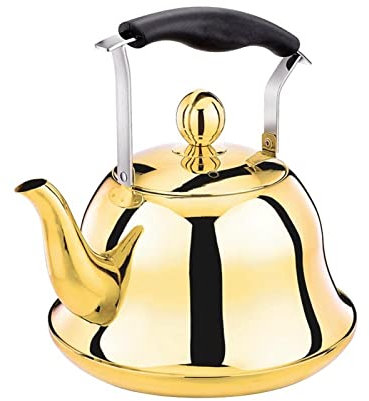 Travel Kettle Whistling Kettle Infuser Loose Leaf Stainless Steel Teapot Rose Gold Tea Stove Induction Stove Copper 2-Liter 2.1-Quart (White One Size)