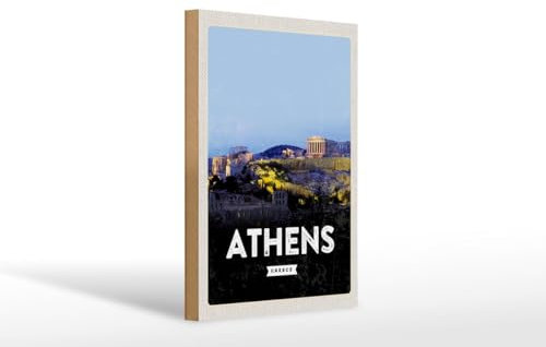 mrdeco Holzschild 20x30cm Retro Athens Greece Holz Schild