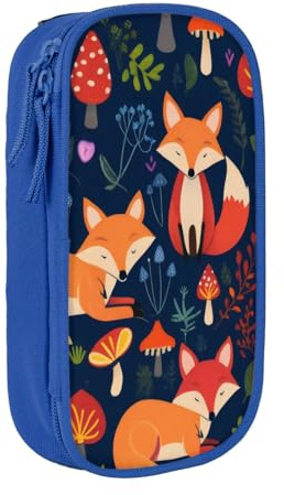 KHDKLXOHZ Niedliches Federmäppchen mit Tiermotiven, Fuchs, Blume, großes Fassungsvermögen, Stifteetui, Schreibwaren-Tasche, Stifteetui mit Fächern, Reißverschluss, für Schule, Studenten, Mädchen