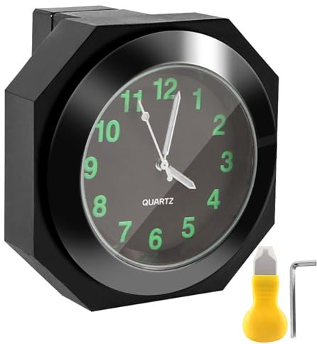 Tulov Motorrad Lenkeruhr, Motorrad Uhr wasserdicht – Aluminiumlegierung Quarzuhr mit Leuchtfunktion, Digitale Lenkeruhr für Motorräder, Fahrräder & Elektrofahrzeuge (Schwarz
