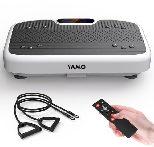 YAMO Vibration Plate, Whole Body Workout Exercise Machine | 99 Speed Levels, 5 Programs, Remote Control & Resistance Bands | LED Touch Display, 150KG Capacity, For Whole Body Workout, Grey
