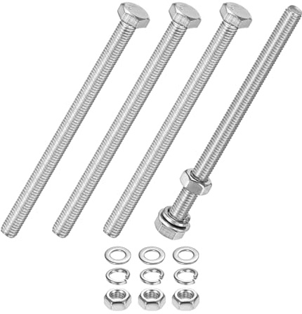 M METERXITY 4-Pack Vis À Tête Hexagonale Avec Écrous Rondelles Plates Et Grower M5x75mm Kit De Boulons Et Écrous En Acier Inox Boulon Métrique Entièrement Fileté