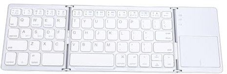 VELATEMOR Teclado Inalámbrico Portátil con Conmutación de 3 Dispositivos, Teclado Bluetooth Plegable con Trackpad para Tableta, Teléfono, Recargable y Ultradelgado para Viajes (Silver)
