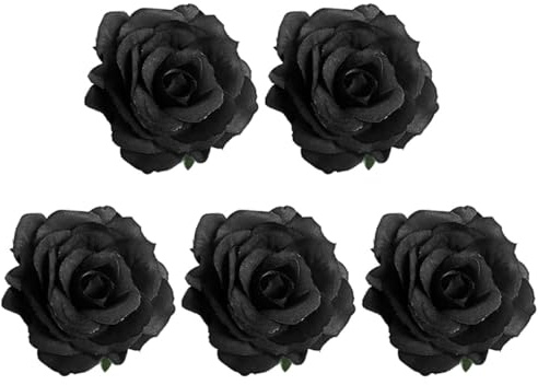 Générique Broche Funéraire de Rose Noire, Lot de 5 Pinces à Cheveux Funéraires en Tissu, Accessoire Coiffure Décoratif pour Cérémonies, Pince Cheveux Noir Élégante et Sobre