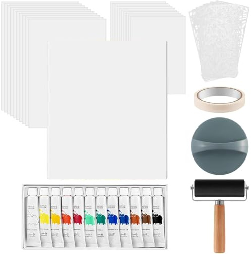 Ehwisbe Gel Printing Plate Kit 9 X 12, Complete Printmaking Set Includes Gelatin Plate& Printmaking Paper,for Art, Monoprinting
