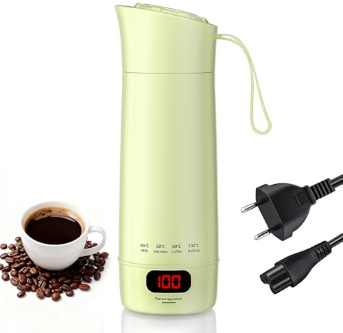 Kssvzz Elektrischer Reisewasserkocher Klein 400ml, Mini Reise Wasserkocher | 4 Temperatureinstellung, 304 Edelstahl, Tragbarer, Automatische Abschaltung, Warmhalten