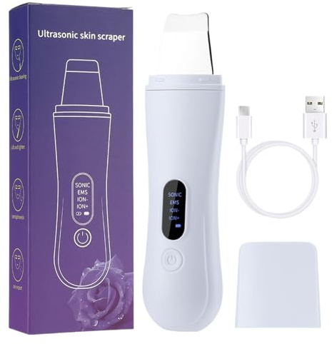 Scrubber Ad Ultrasuoni Per La Pelle - Dispositivo Per La Rimozione Dei | Spatola Per Raschietto Per Il Viso, 4 Modalità Impermeabile USB Ricaricabile, Strumento Per La Pulizia Profonda Dei