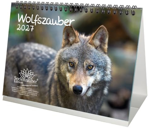 Wolfszauber DIN A5 Tischkalender für 2027 Wolf und Wölfe - Seelenzauber