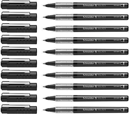 Schneider 8231 Xtra 823 Tintenroller (Konusspitze aus Edelstahl, 0,3 mm) 10er Packung schwarz