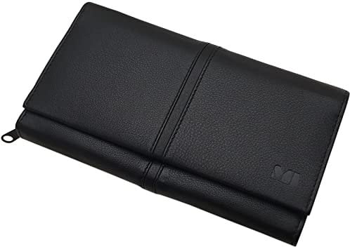 Große Kalbsleder Damen Geldbörse/Geldbeutel/Portemonnaie/Portmonaise/Geldtasche/Portmonee MJ-Design-Germany mit RFID & NFC Schutz (Schwarz)