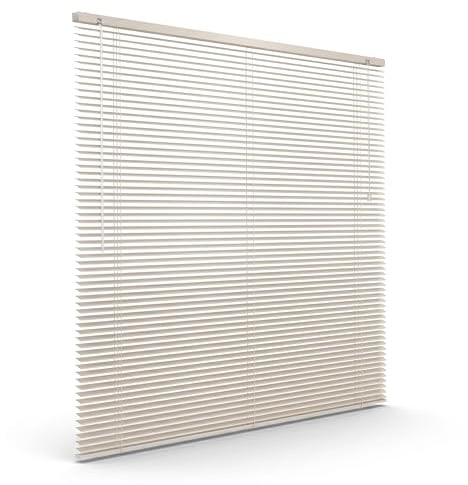 Victoria M. Aluminium Jalousie 25mm, 150 x 175 cm, Creme | Feuchtigkeitsbeständige Innenjalousie, Schraub-/Klemmmontage ohne Bohren inkl. Klemmclips