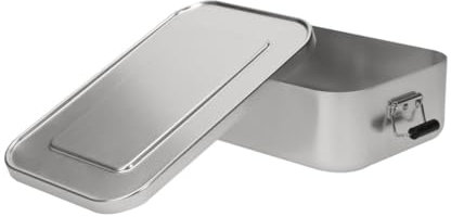 elasto Brotbox Brotbüchse Lunchbox „Aluminium“ Vesperdose Pausenbox BPA-Frei Vorratsdose Brotdose aus Metall 18 x 12 x 5cm (Silber)