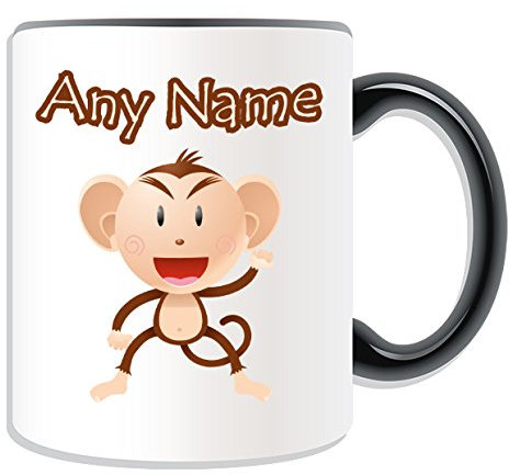 Personalised Gift - Standing Monkey Mug (Animal Design Theme, Colour Options) - Any Name/Message on Your Unique Mug