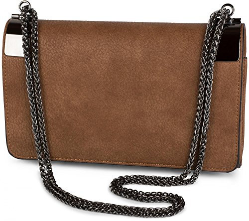 styleBREAKER Clutch, Abendtasche mit Metallspangen und Gliederkette, Vintage Design, Damen 02012046, Farbe:Rehbraun
