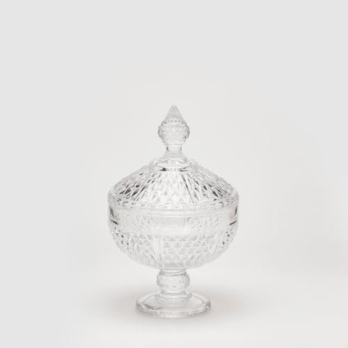 Vaso in vetro coppa con coperchio h25xd15cm natural