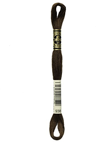 DMC 117-938 6 Strand Embroidery Cotton Floss, Ultra Dark Coffee Brown, 8.7-Yard
