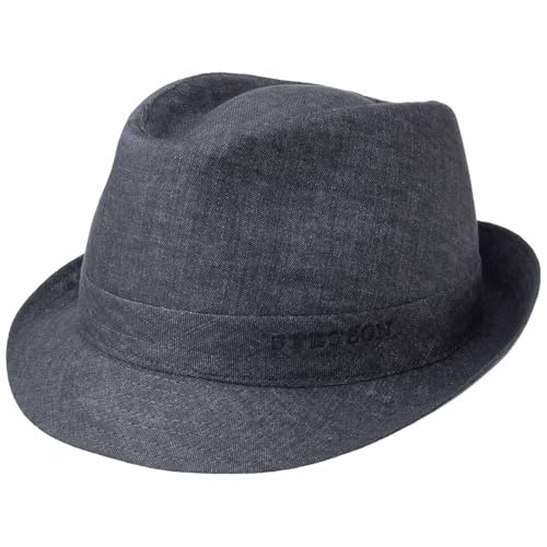 Stetson Geneva Trilby Hut Made in Italy Damen Herren Frühling Sommer Denim 56 cm