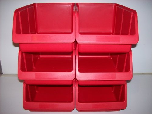 6 Stapelboxen Sichtboxen Lagerboxen Gr. 4 rot 205x335x155 mm