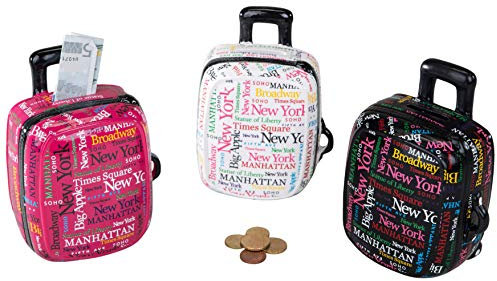Moderne und coole Koffer Spardose farbig NEW YORK Höhe 15 cm by Formano