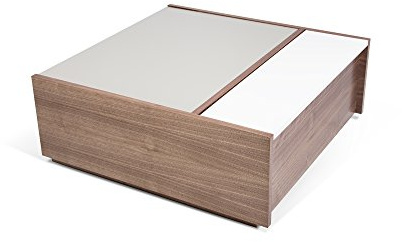 Symbiosis, Dann Table Basse, Noyer, Blanc et Gris Taupe, 75x77x30 cm