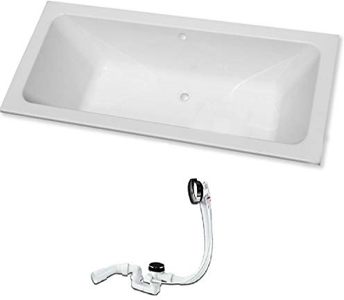 Acryl- Rechteck Badewanne Koralle T 200 180 x 80 cm mit Mittelablauf (ohne Montagematerial mit Ab-/ Überlaufgarnitur)