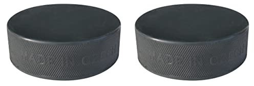A&R Ice Hockey Puck Black Practice Hard Vulcanized Rubber Lightweight (2-Pack)