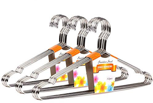 ETAOLINE 30 Pack Stainless Steel Heavy Duty Strong Silver Wire Clothes Hangers