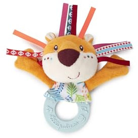 Lilliputiens - Beißring-Rassel Jack der Löwe - Sensorisches Spielzeug für Babys mit Beißring, Knisterpapier und Glöckchen - Lindert Zahnungsschmerzen - Ab 3 Monaten - 83036